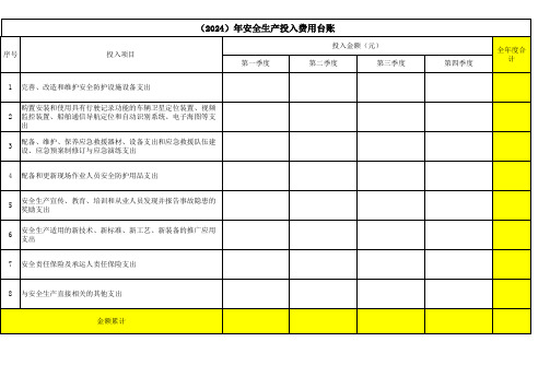 (2024)年安全生产投入费用台账