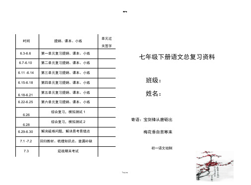 人教版七年级下册语文总复习资料(大全)