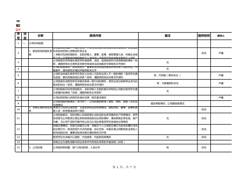 尽职调查资料汇总清单(EXCEL版)