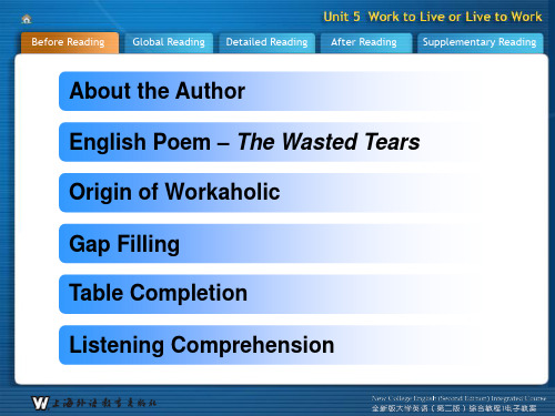 全新版大学英语 第二版 综合教程1 Unit5 电子教案 PPT 第2版 综合教程一(稻谷教资)