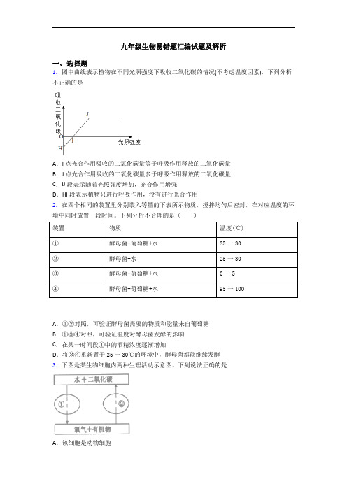 九年级生物易错题汇编试题及解析