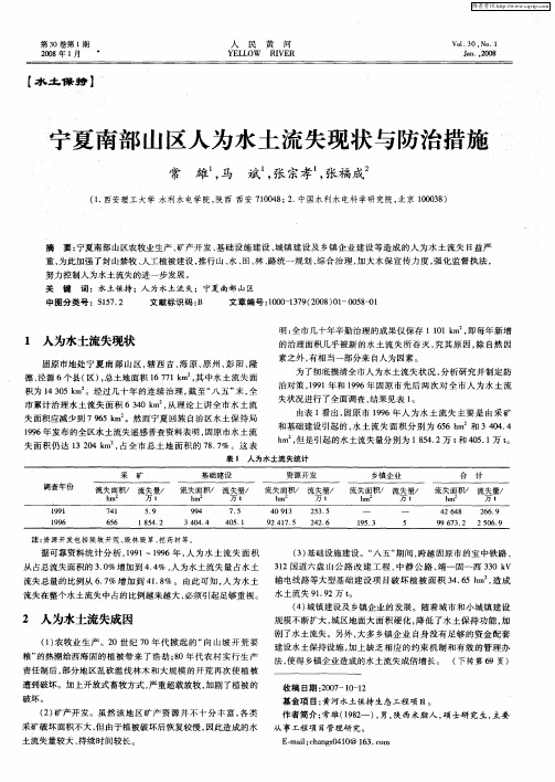 宁夏南部山区人为水土流失现状与防治措施