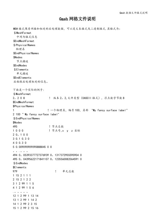 Gmsh数据文件格式说明