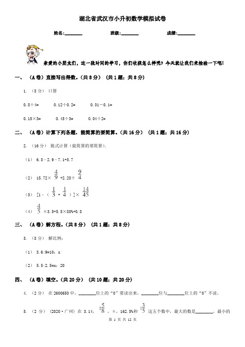 湖北省武汉市小升初数学模拟试卷