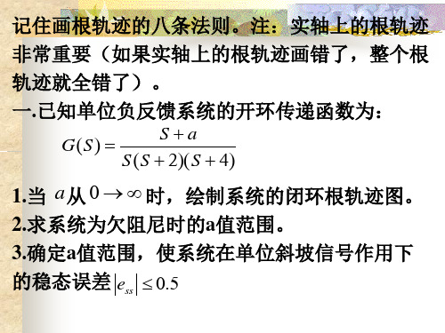 自动控制原理简明教程 第四章 根轨迹法 习题答案