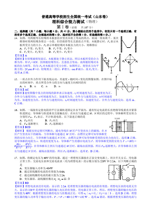 高考物理(山东卷)试题及解析