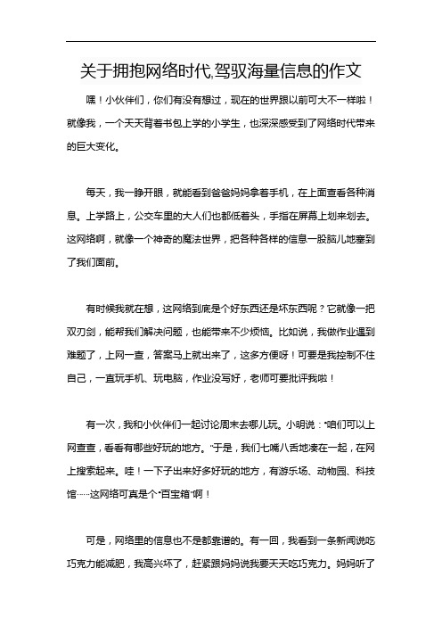 关于拥抱网络时代,驾驭海量信息的作文