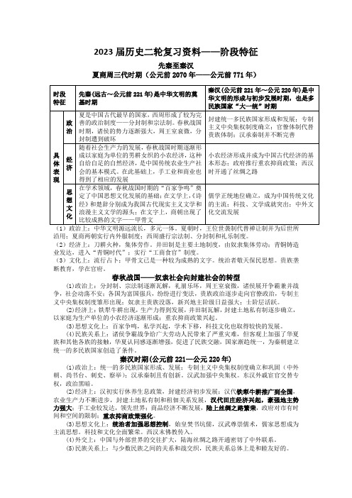 高考历史二轮复习——阶段特征