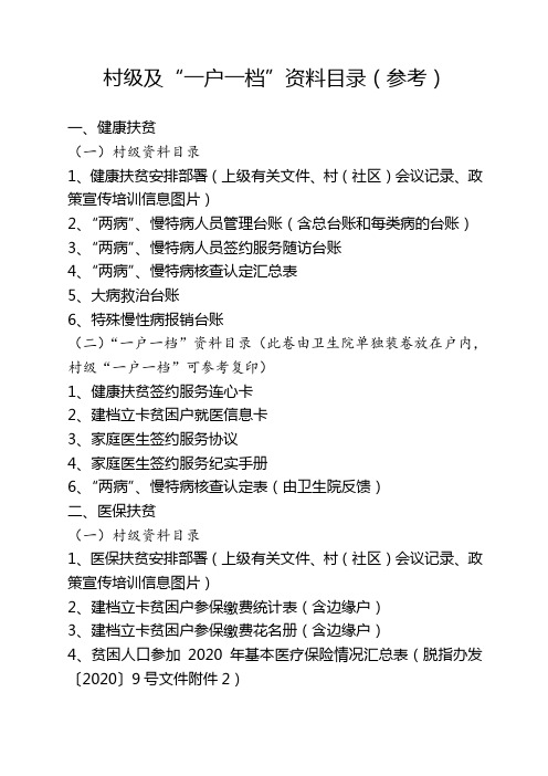 健康扶贫、医保扶贫、教育扶贫资料目录