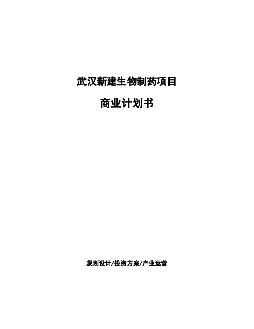 武汉新建生物制药项目商业计划书