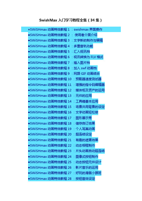 SwishMax入门学习教程全集（34集）