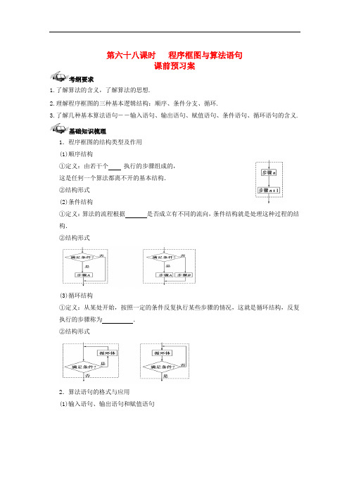 高三数学一轮复习 第10篇 程序框图与算法语句学案 理