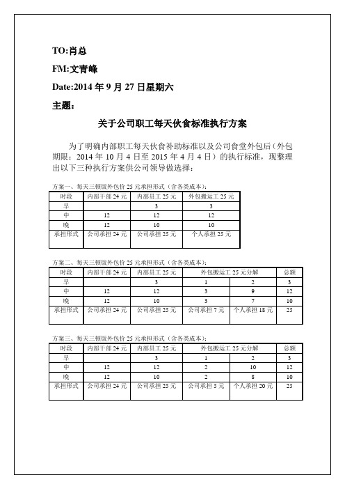 公司食堂伙食费支付方案