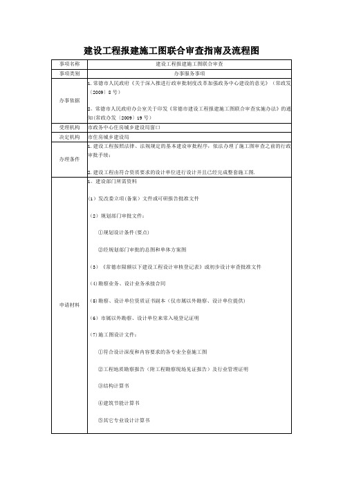 建设工程报建施工图联合审查指南及流程图