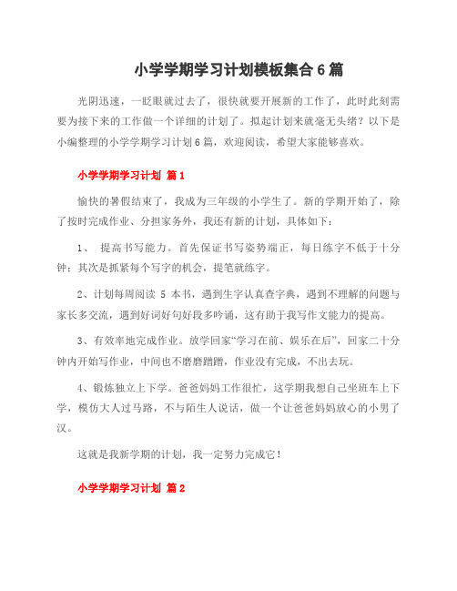 小学学期学习计划模板集合6篇