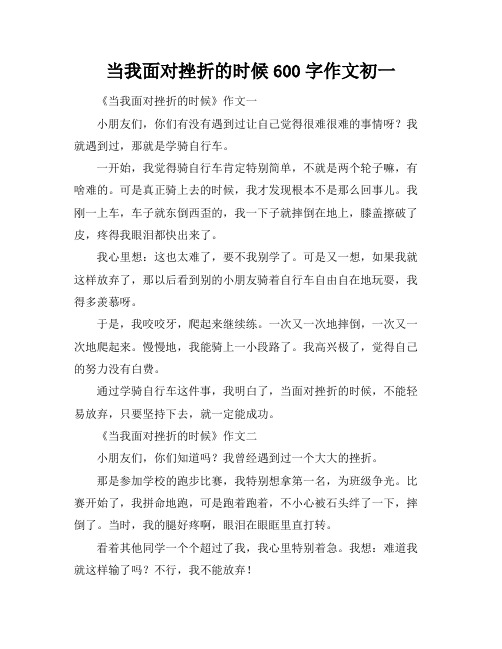 当我面对挫折的时候600字作文初一