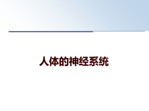 最新人体的神经系统讲学课件