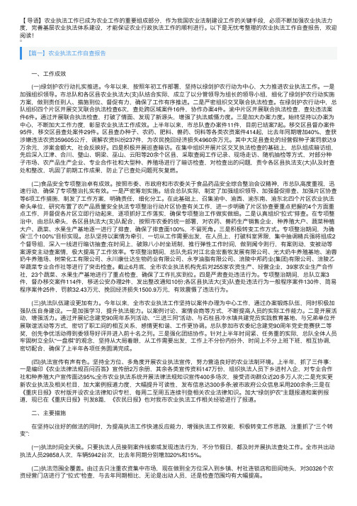 农业执法工作自查报告