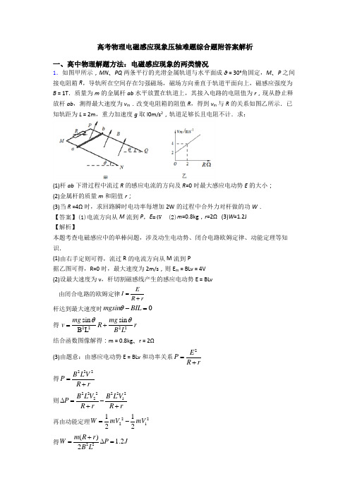 高考物理电磁感应现象压轴难题综合题附答案解析