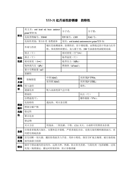 Y53-31红丹油性防锈漆  的特性