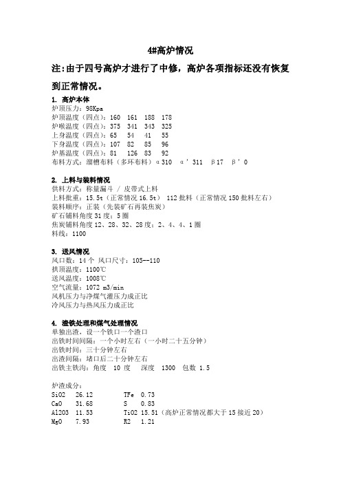 四号高炉情况