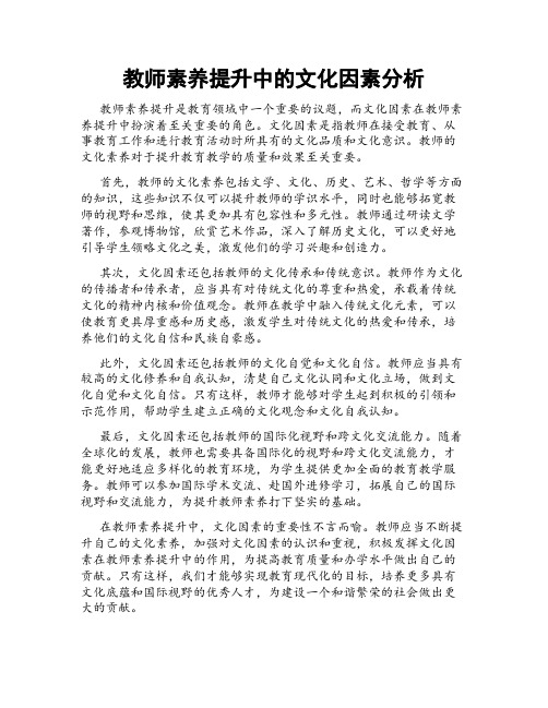 教师素养提升中的文化因素分析