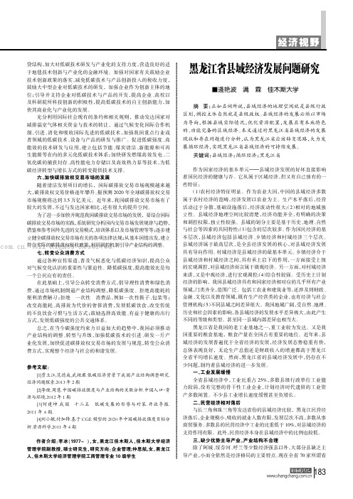 黑龙江省县域经济发展问题研究