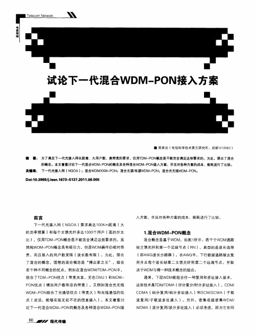 试论下一代混合WDM-PON接入方案