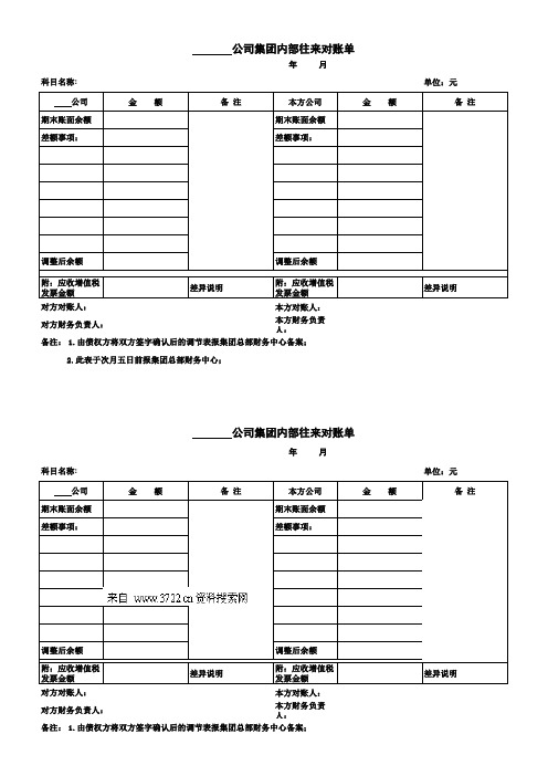 债权债务对账单