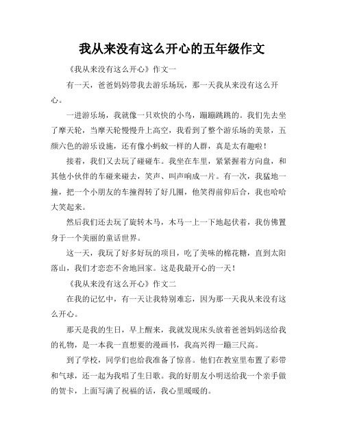 我从来没有这么开心的五年级作文