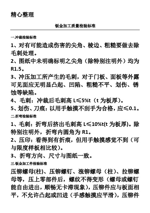 钣金加工质量检验标准