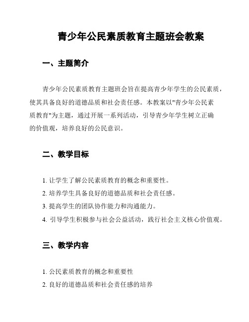 青少年公民素质教育主题班会教案