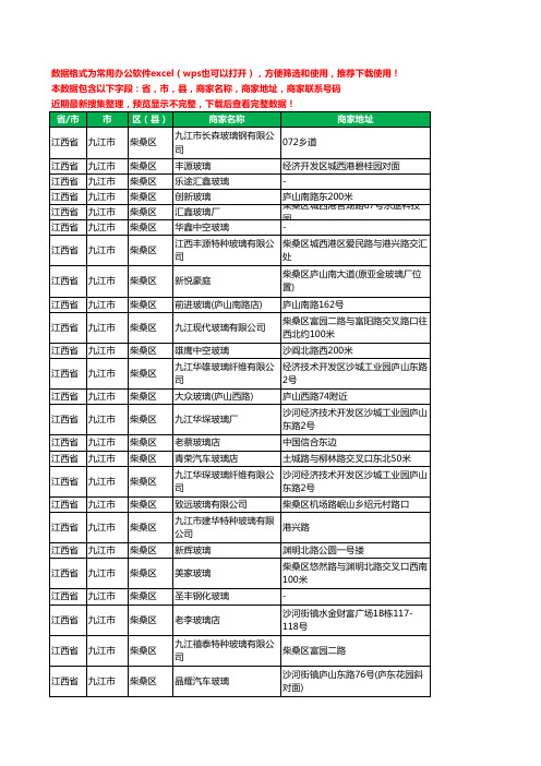 新版江西省九江市柴桑区玻璃工商企业公司名录名单黄页大全26家