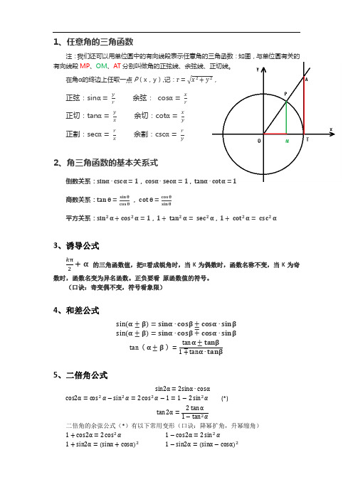 三角函数公式大全