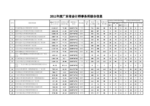 广东省2012年会计师事务所排名