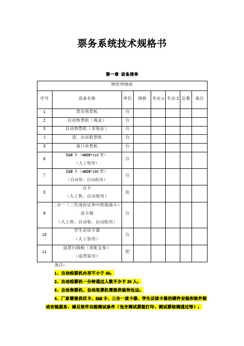 票务系统技术规格书