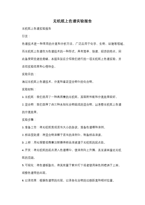 无机纸上色谱实验报告