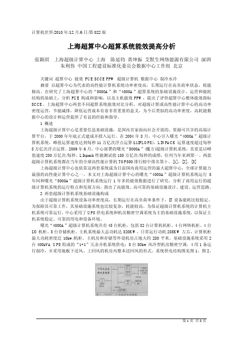 上海超算中心超算系统能效提高分析