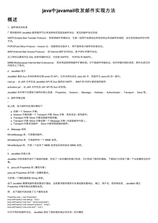 java中javamail收发邮件实现方法