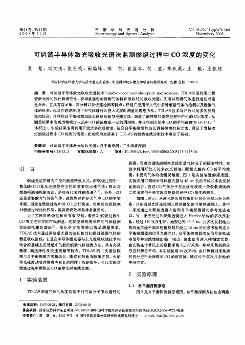 可调谐半导体激光吸收光谱法监测燃烧过程中CO浓度的变化