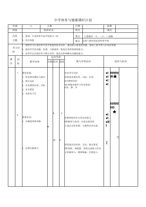 水平四(七年级)体育《篮球：行进间单手高手投篮》公开课教案