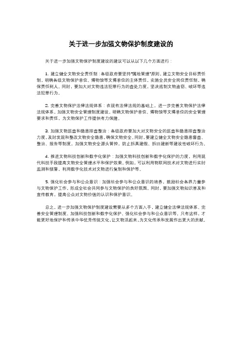 关于进一步加强文物保护制度建设的