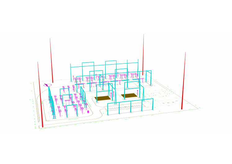 变电站构架支架3d图