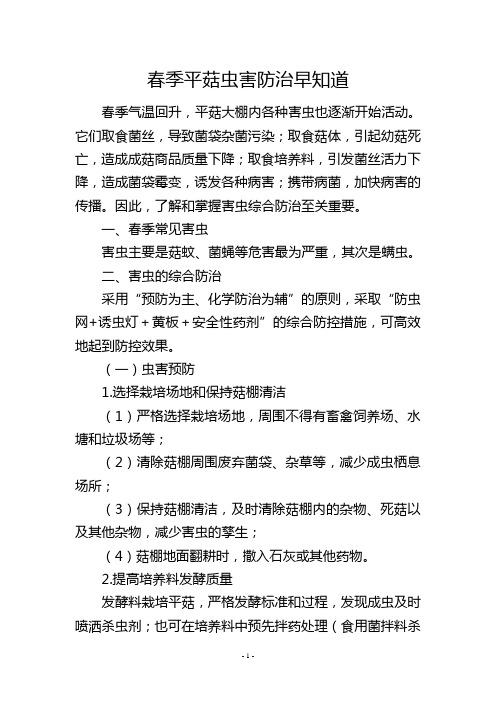 春季平菇虫害防治早知道