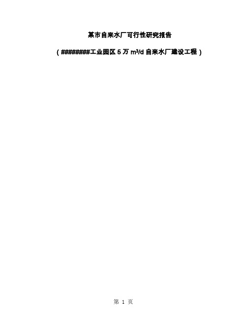 工业园区日产5万立方米自来水厂建设工程可行性研究报告58页word文档