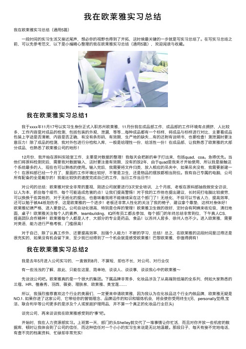 我在欧莱雅实习总结