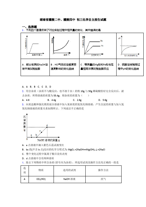 湖南省醴陵二中、醴陵四中 初三化学自主招生试题