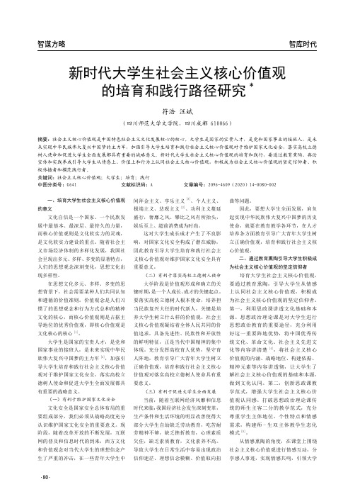 新时代大学生社会主义核心价值观的培育和践行路径研究