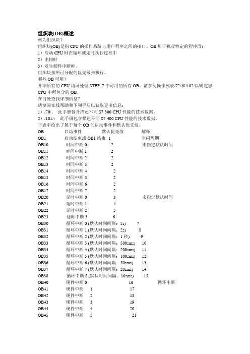 s7-300功能组织块说明