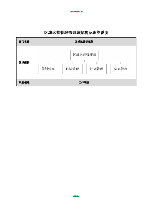 运营管理部组织架构及职能说明